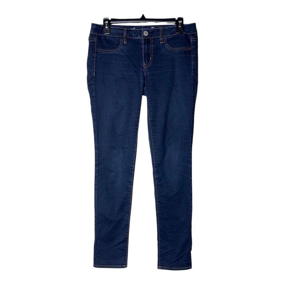 2028.โ American Eagle Women's Jeggings Size 8 Blue Dark Wash Slim Fit Jeans